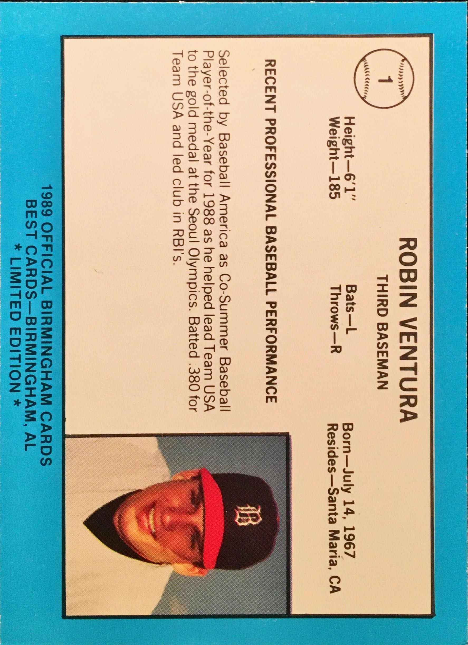 1989 Birmingham Barons  1 back image