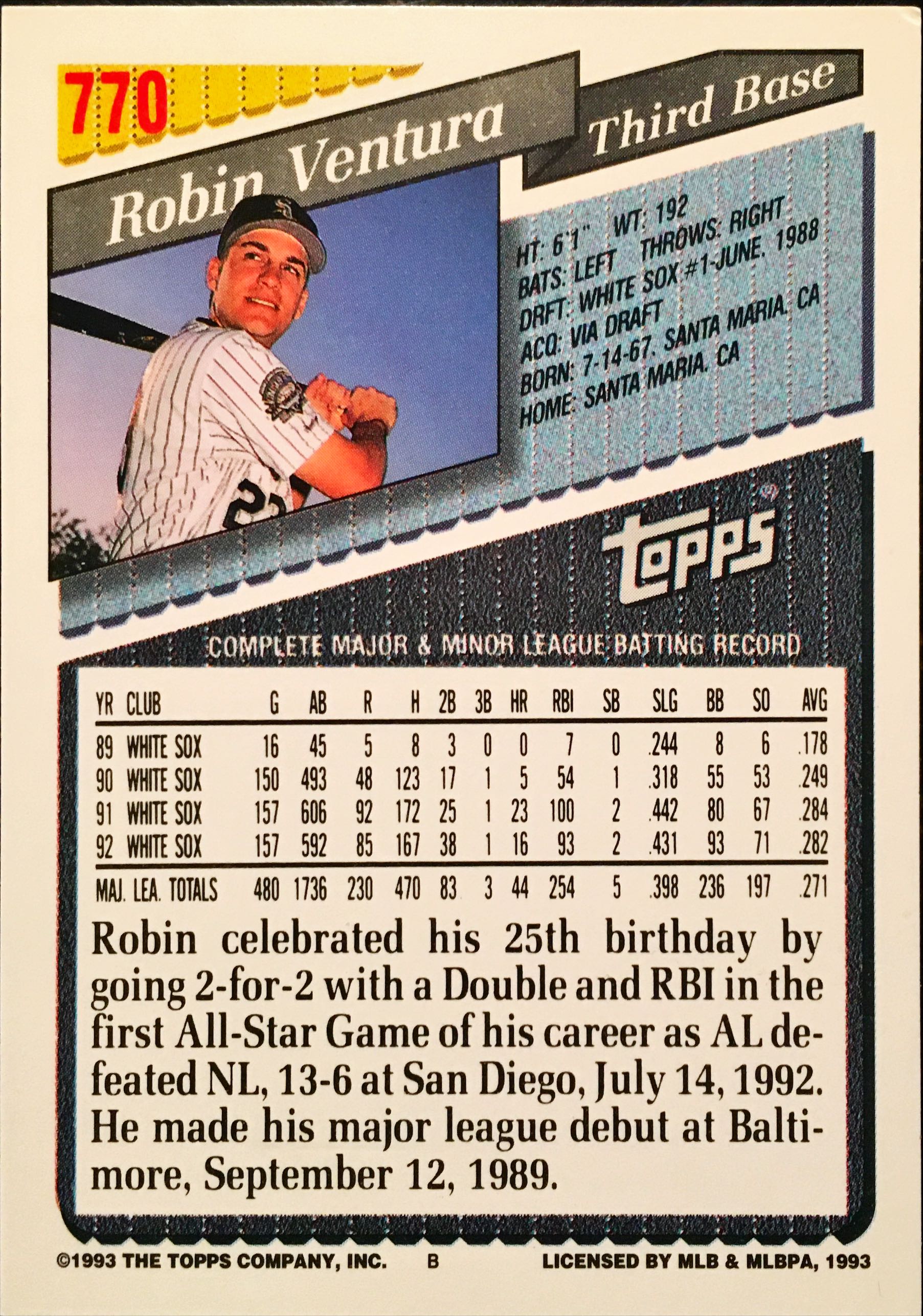 1993 Topps Gold 770 back image