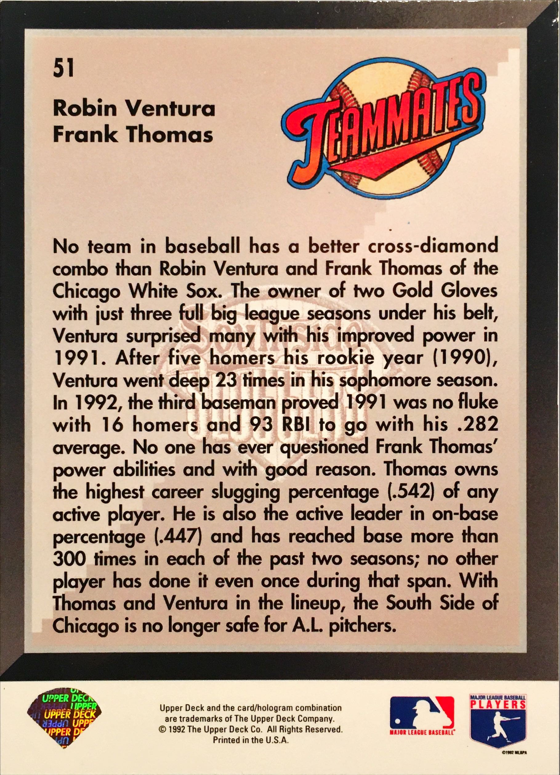 1993 Upper Deck  51 back image